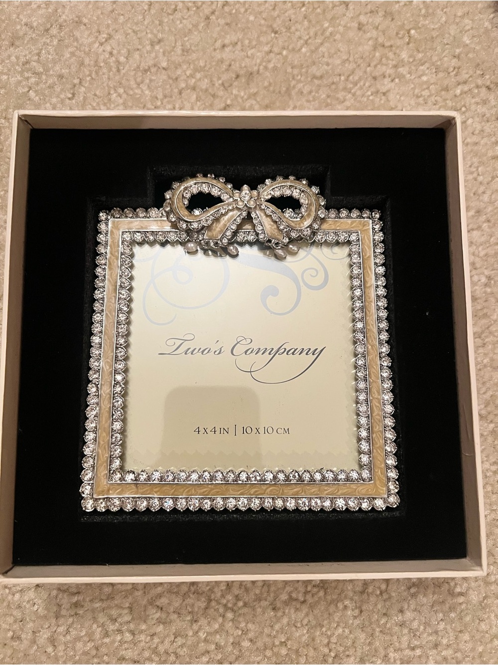 Two's Company Gold and Silver Jeweled Bow Picture Frame - Picture 2 of 5